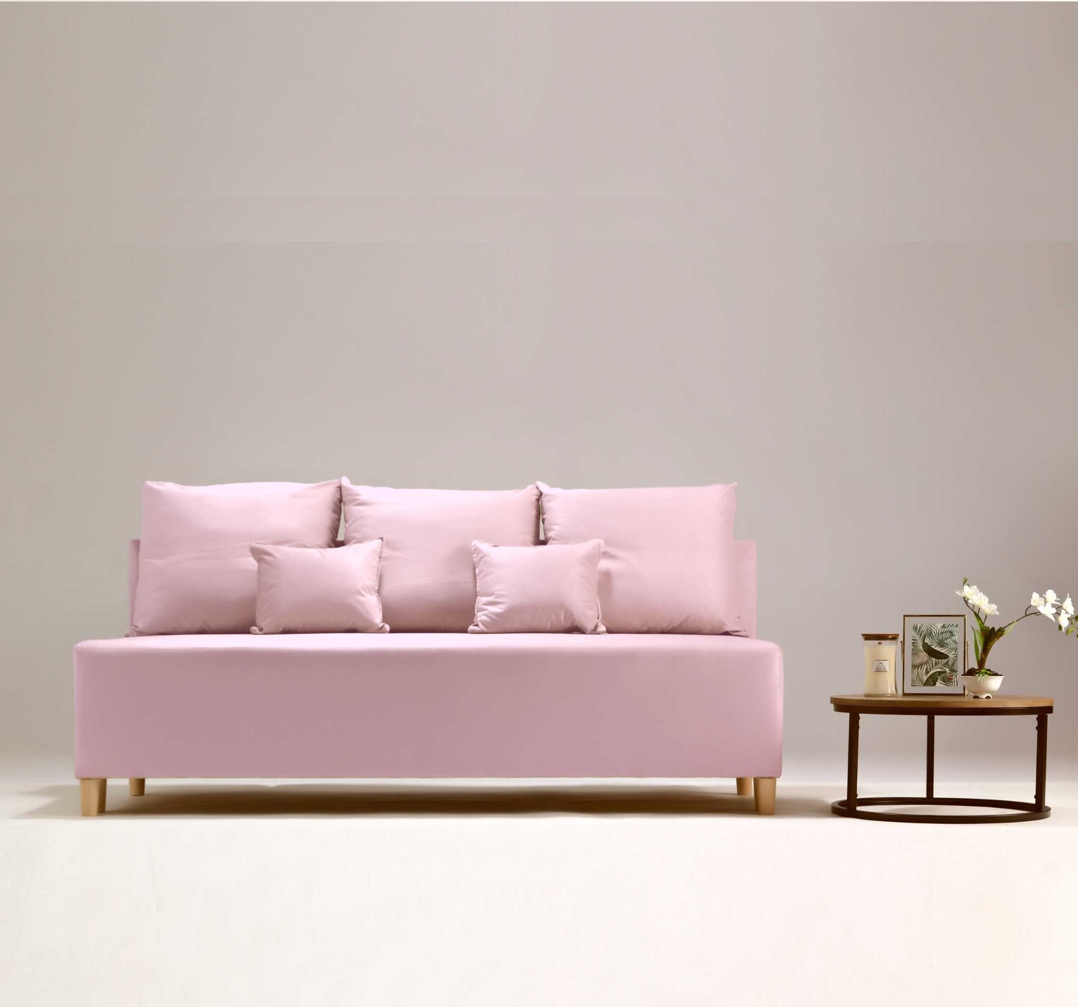 Skandynawska różowa sofa rozkładana 190cm